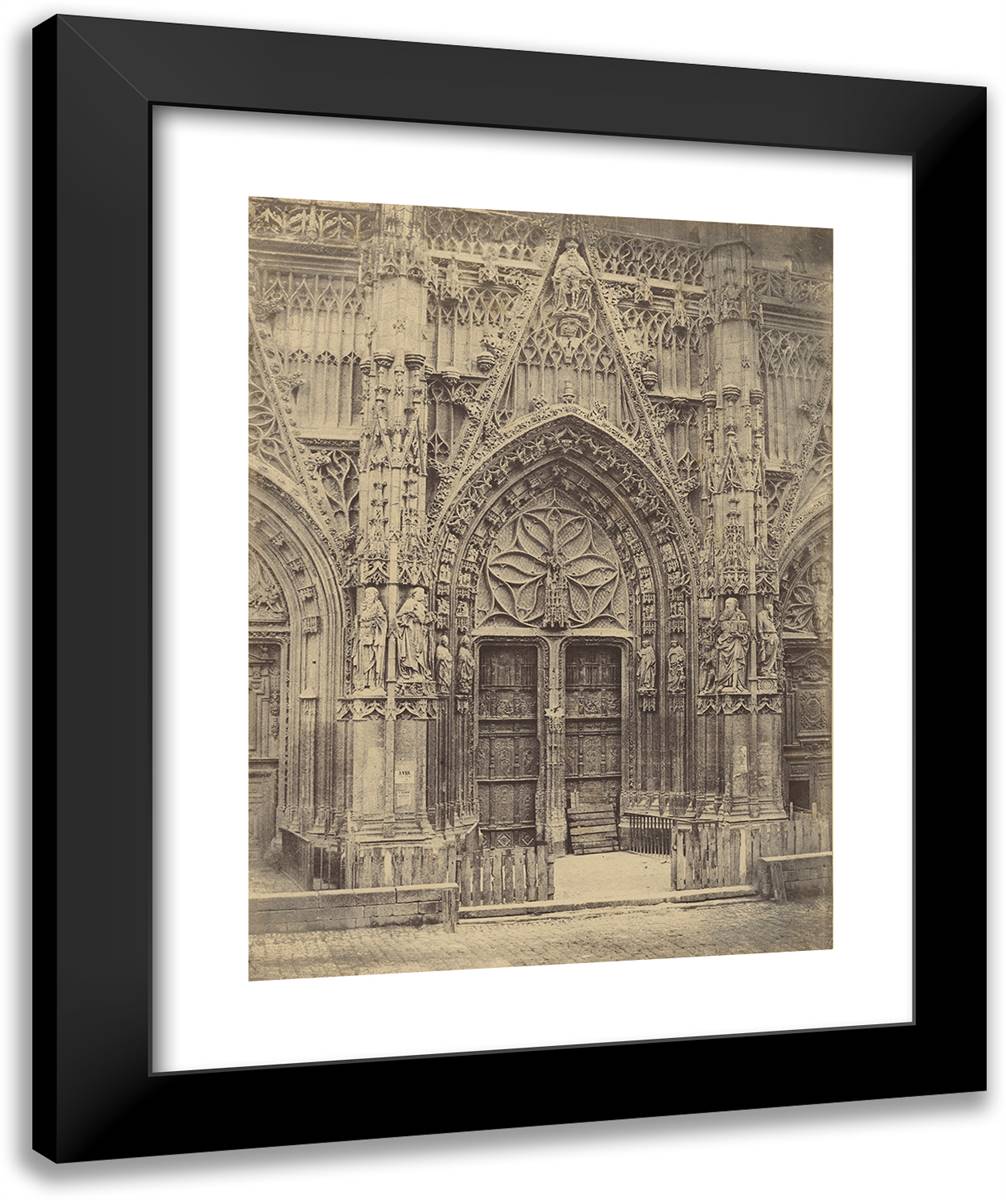 Louis Desire Blanqua-Entree Principale Du Portail De St. Wulfrand a Abbeville 20x24 Black Modern Wood Framed Art Print Poster by Marville, Charles