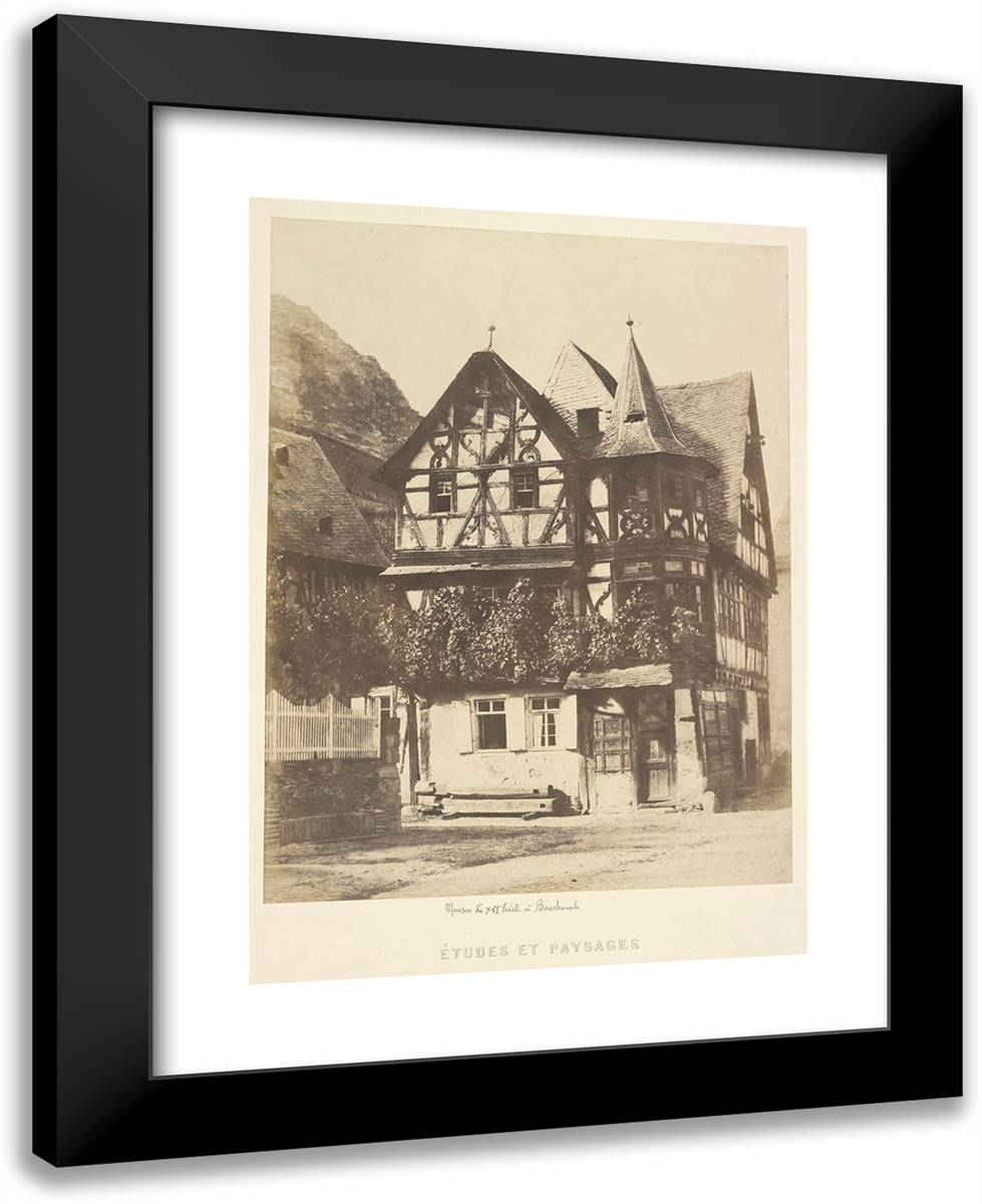 Louis Desire Blanqua-Etudes Et Paysages Maison Du XVIe Siecle, a Baccharah 19x24 Black Modern Wood Framed Art Print Poster by Marville, Charles