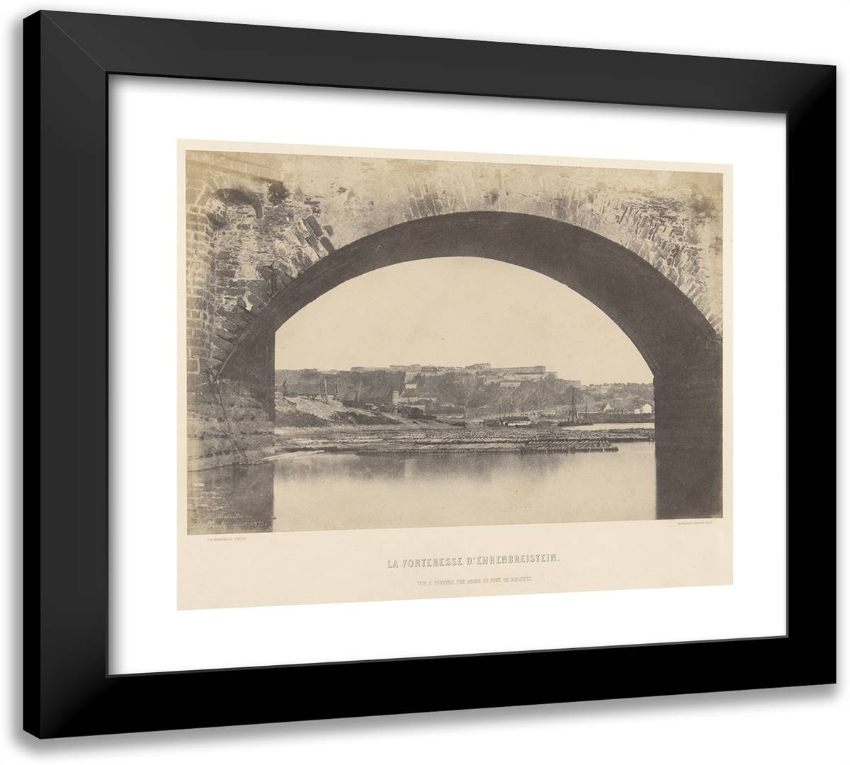 Louis Desire Blanqua-La Forteresse D'Ehrenbreistein. Vue a Travers Une Arche Du P 22x20 Black Modern Wood Framed Art Print Poster by Marville, Charles