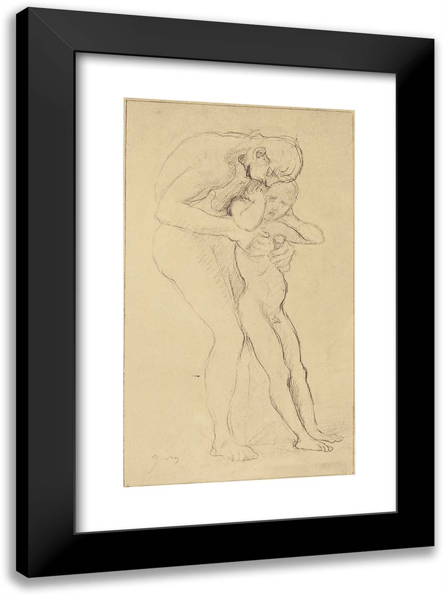 Reproduction of a French Drawing in the Louvre Museum, Pari 17x24 Black Modern Wood Framed Art Print Poster by Marville, Charles