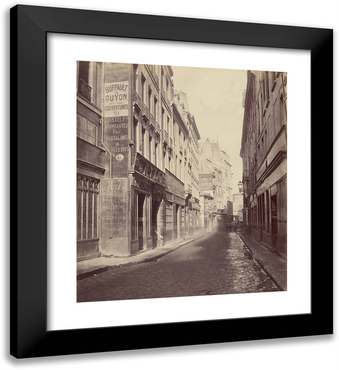 Rue Des Bourdonnais De La Rue De Rivoli 20x22 Black Modern Wood Framed Art Print Poster by Marville, Charles