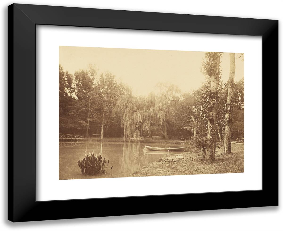 Scene at the Bois De Boulogne, Paris 24x20 Black Modern Wood Framed Art Print Poster by Marville, Charles