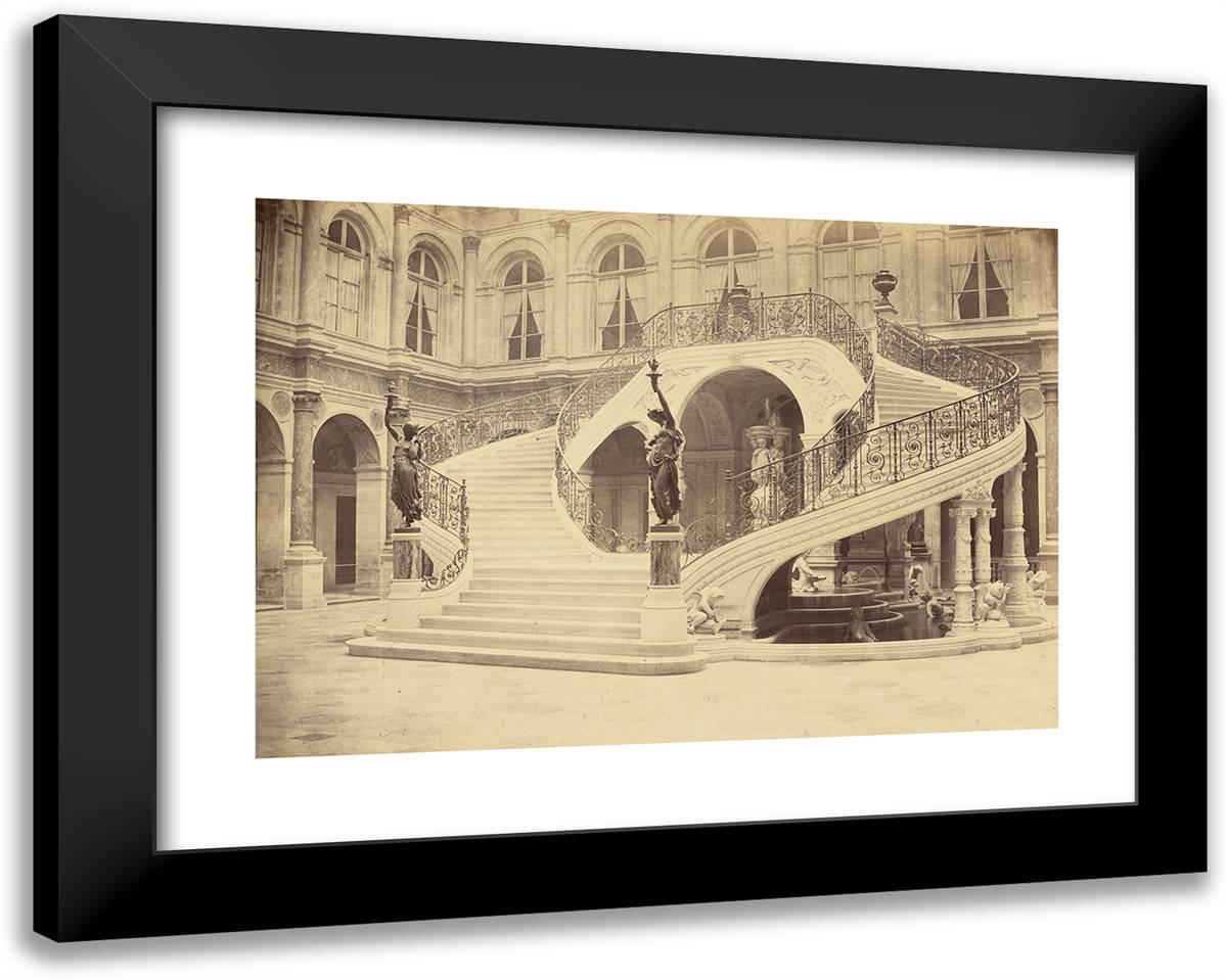 Staircase, Interior of Hotel De VIlle 24x19 Black Modern Wood Framed Art Print Poster by Marville, Charles
