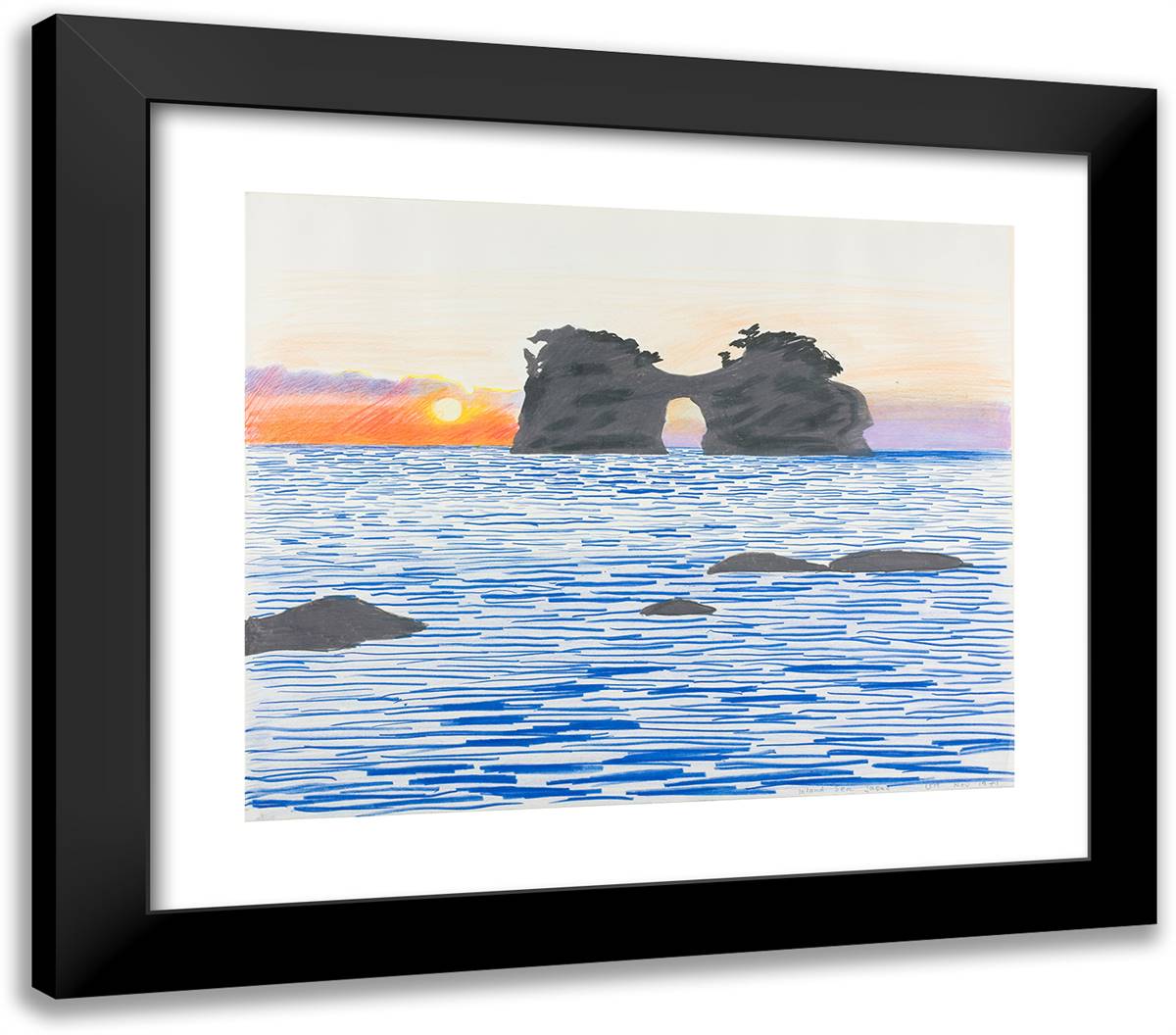 Inland Sea, Japan 23x20 Black Modern Wood Framed Art Print Poster by Hockney, David