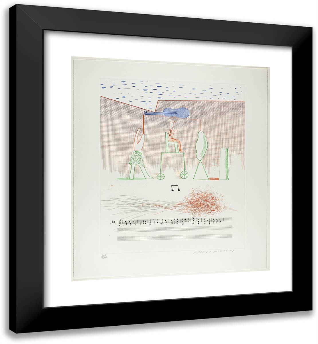 Parade, from the Blue Guitar 20x22 Black Modern Wood Framed Art Print Poster by Hockney, David