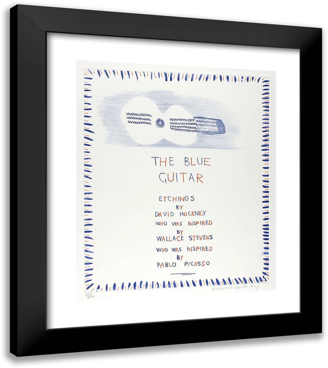Title Page, from the Blue Guitar 20x23 Black Modern Wood Framed Art Print Poster by Hockney, David
