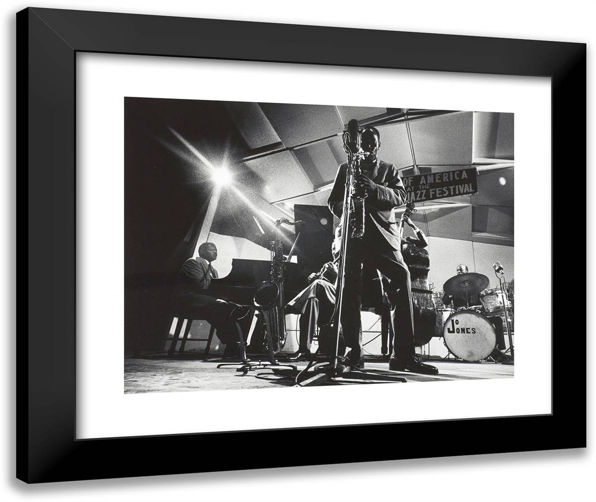 Sonny Stitt at the Newport Festival 24x20 Black Modern Wood Framed Art Print Poster by Stock, Dennis