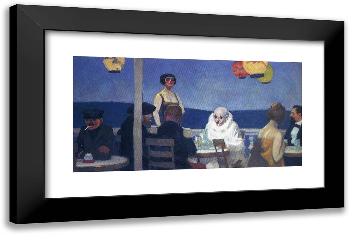 Blue Night 24x16 Black Modern Wood Framed Art Print Poster by Hopper, Edward