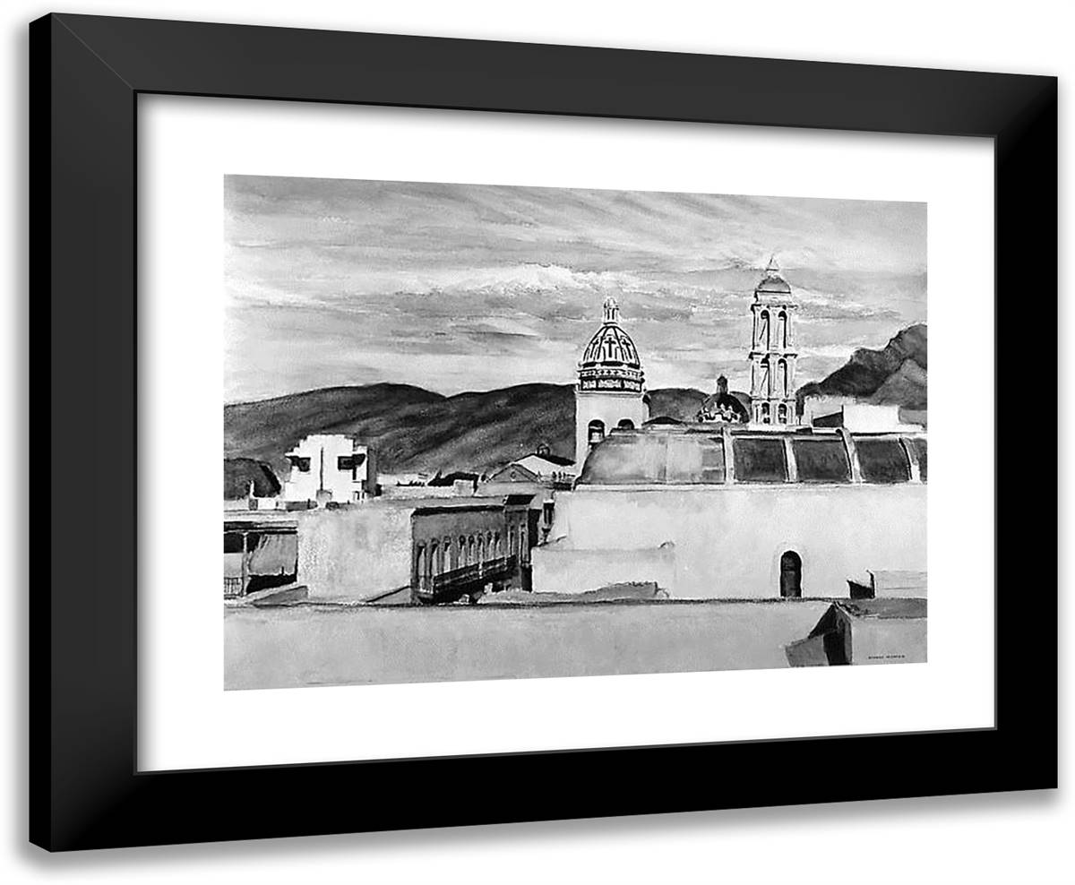 Church of San Esteban 24x20 Black Modern Wood Framed Art Print Poster by Hopper, Edward