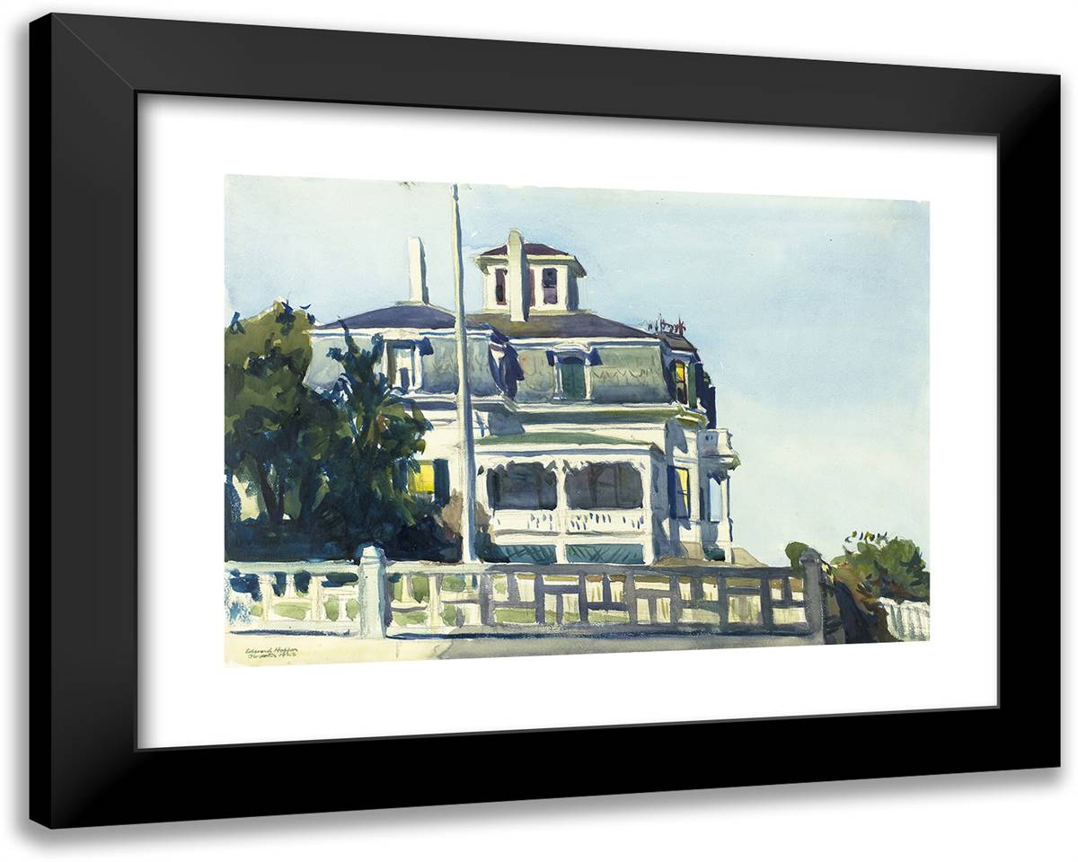 Gloucester Mansions 24x19 Black Modern Wood Framed Art Print Poster by Hopper, Edward