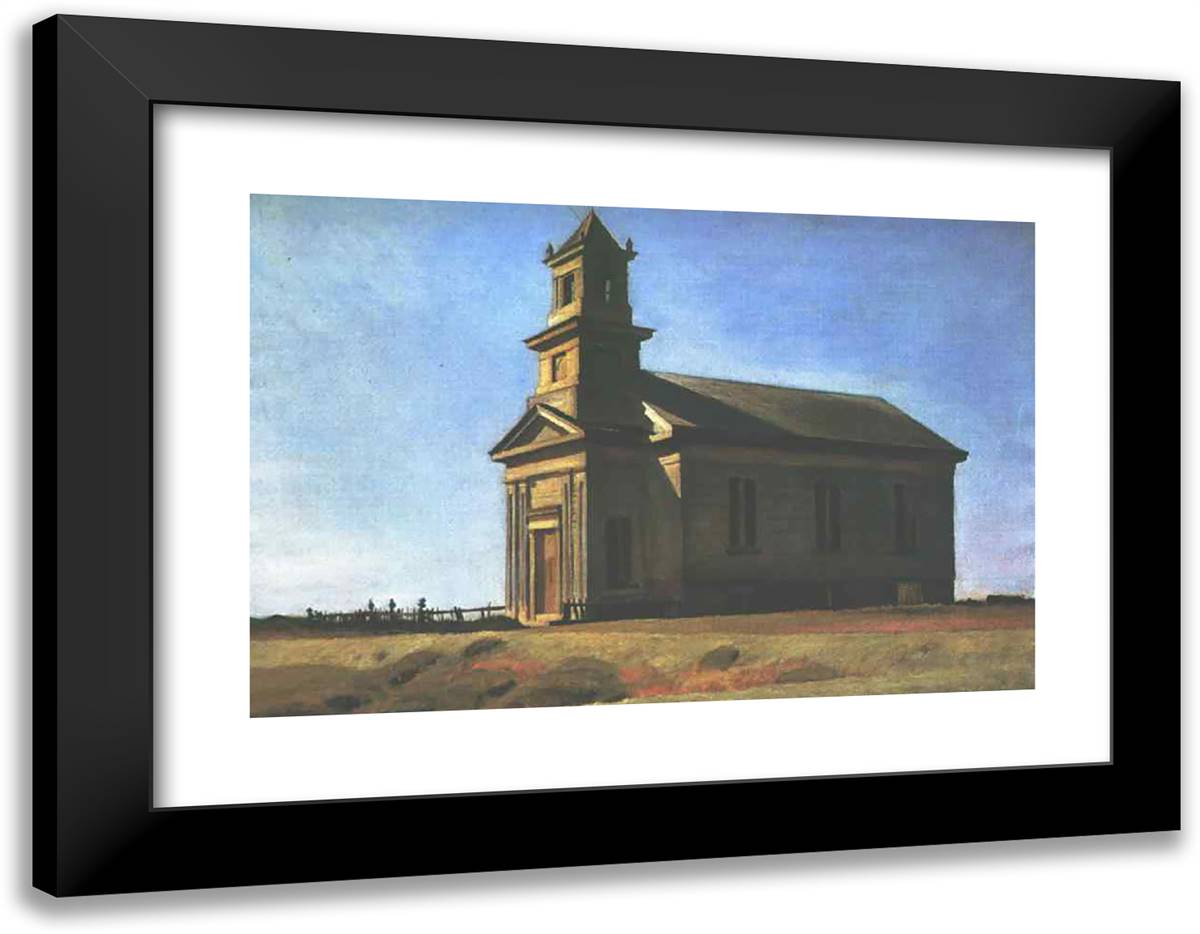 South Truro Church 24x19 Black Modern Wood Framed Art Print Poster by Hopper, Edward