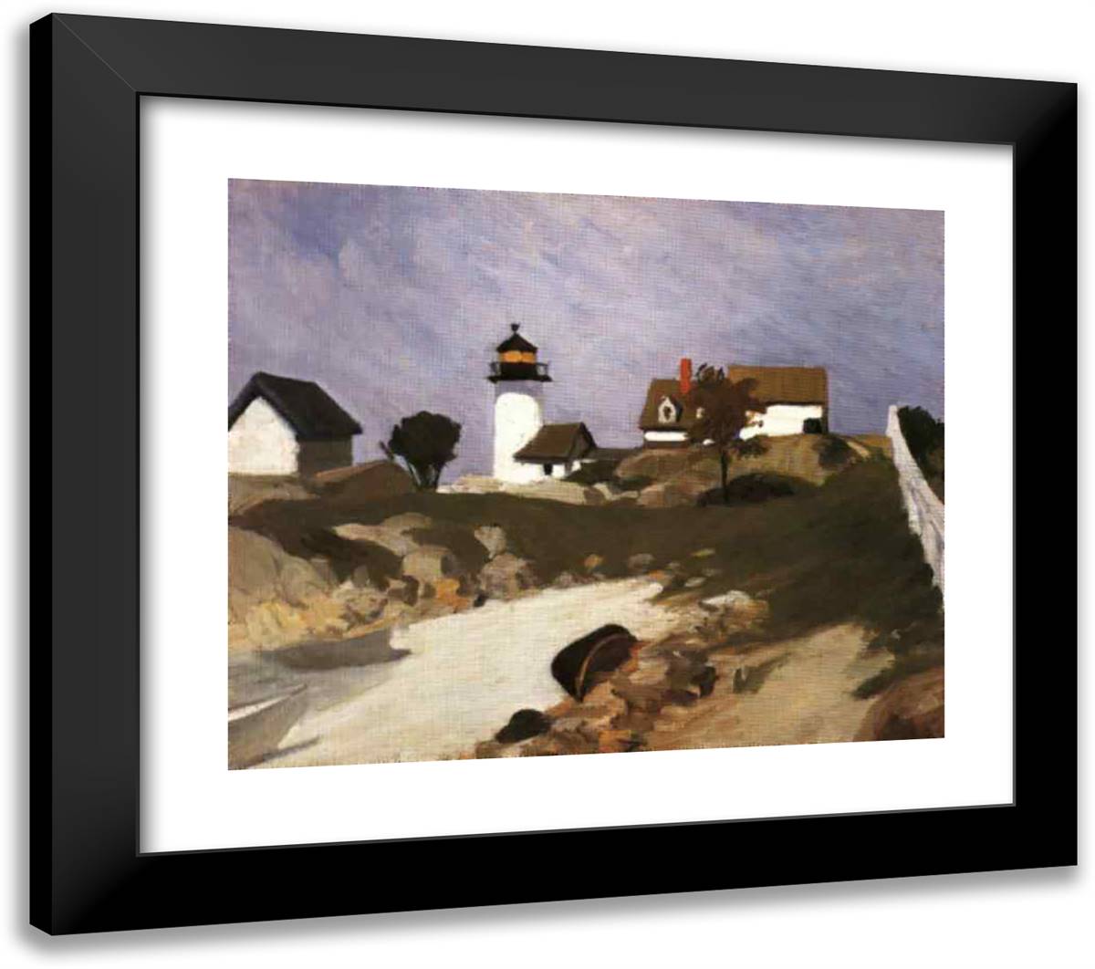 Squam Light 23x20 Black Modern Wood Framed Art Print Poster by Hopper, Edward