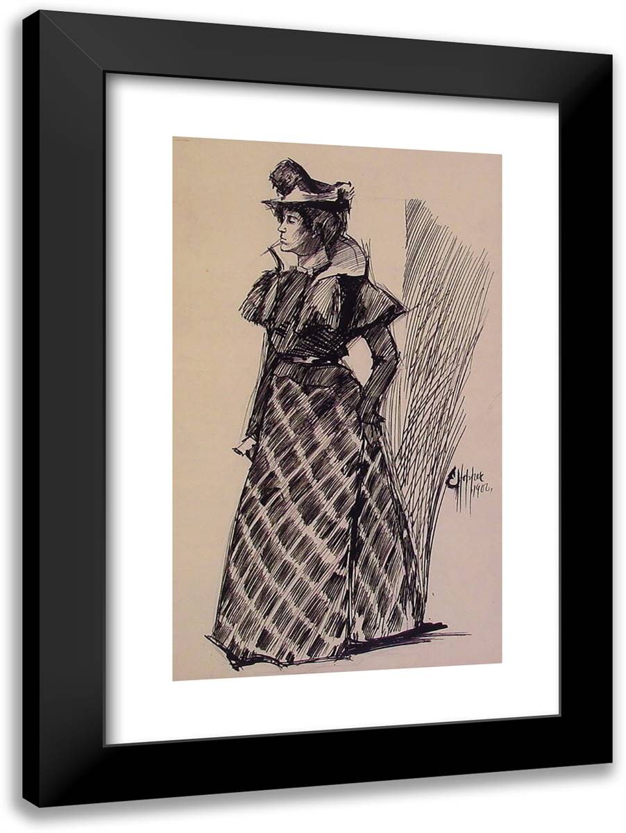 Study of a Standing Woman 17x24 Black Modern Wood Framed Art Print Poster by Hopper, Edward