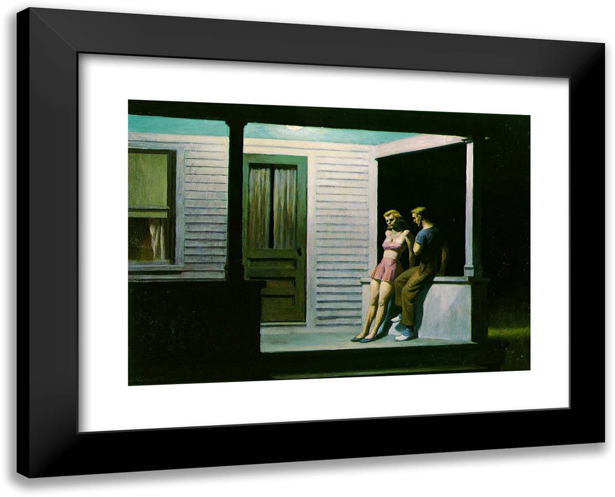 Summer Evening 24x19 Black Modern Wood Framed Art Print Poster by Hopper, Edward