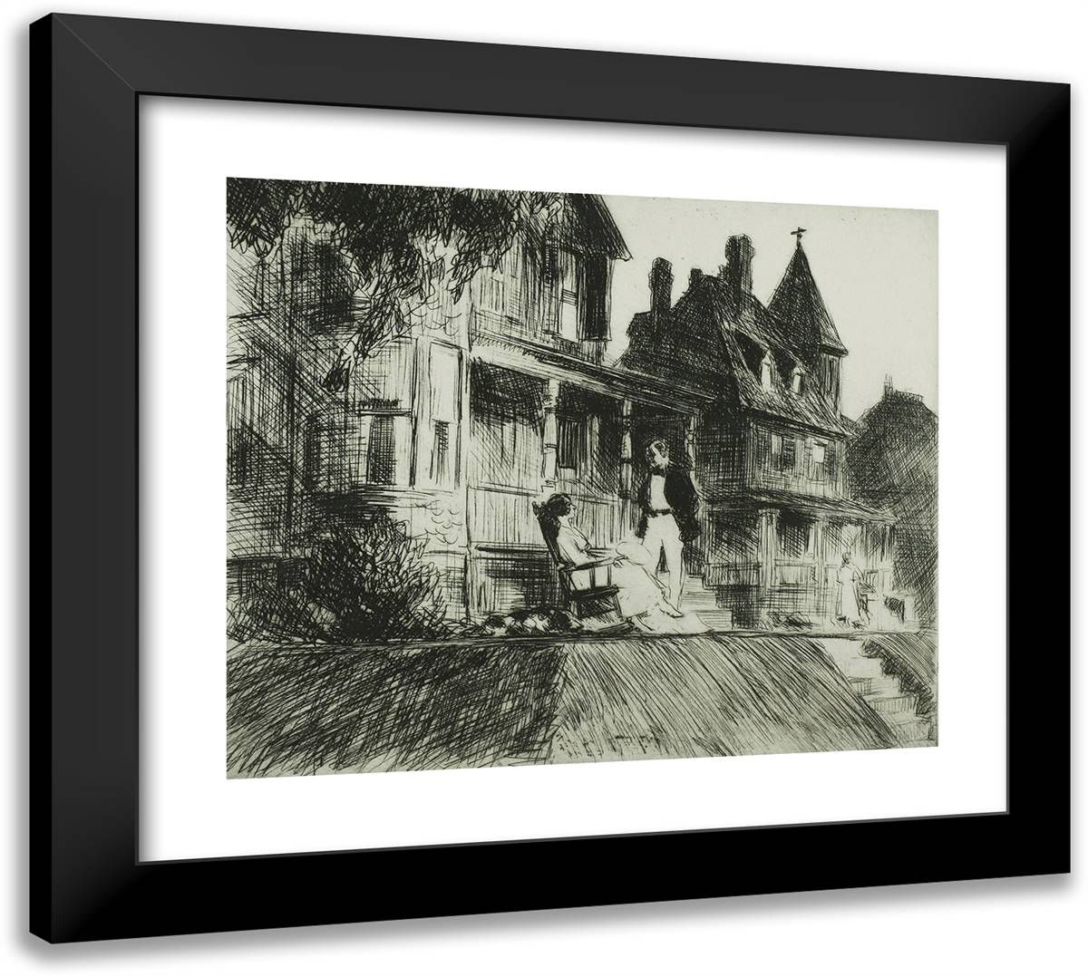 Summer Twilight 22x20 Black Modern Wood Framed Art Print Poster by Hopper, Edward