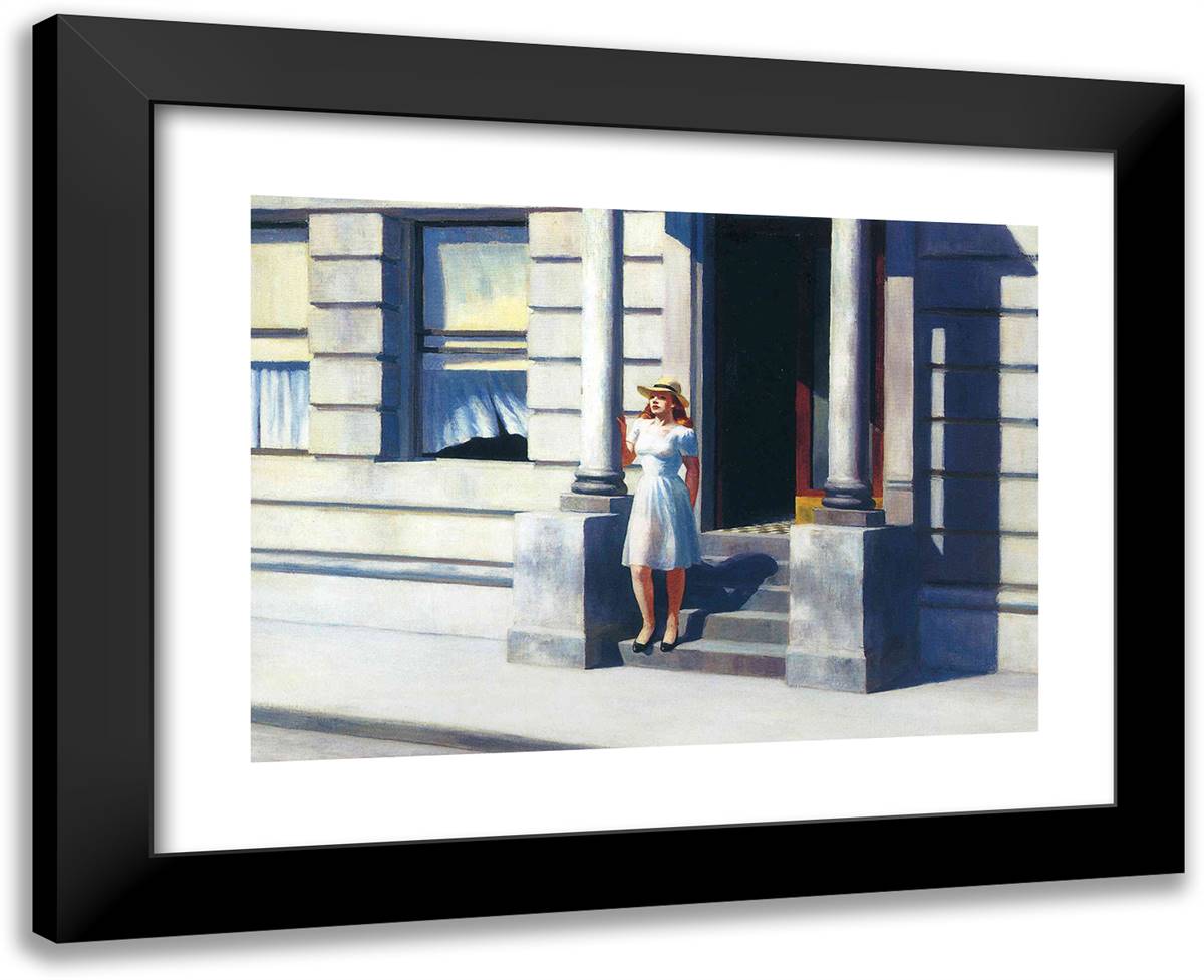 Summertime 24x20 Black Modern Wood Framed Art Print Poster by Hopper, Edward