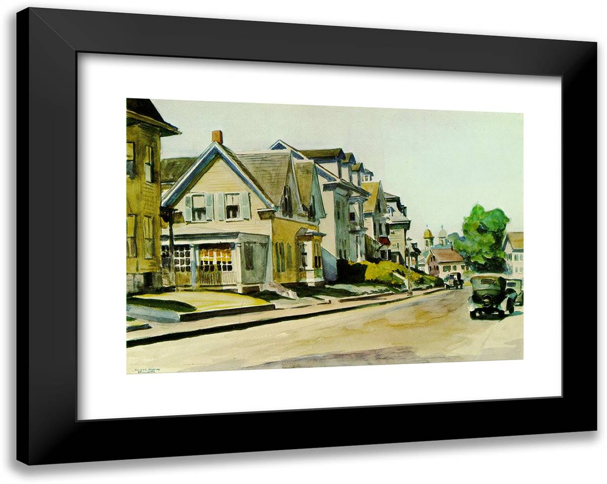 Sun on Prospect Street (Gloucester, Massachusetts) 24x19 Black Modern Wood Framed Art Print Poster by Hopper, Edward