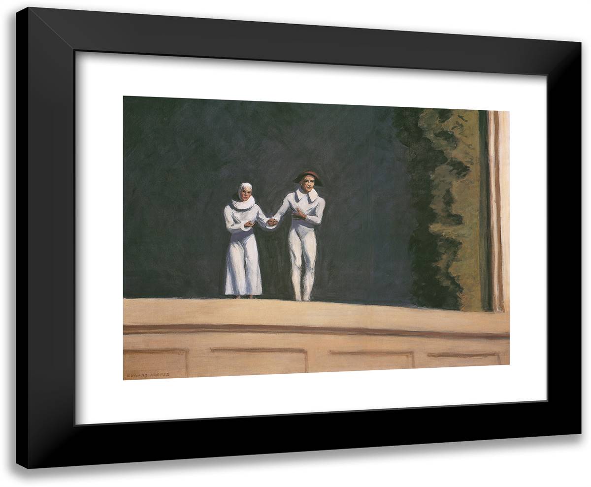 Two Comedians 24x20 Black Modern Wood Framed Art Print Poster by Hopper, Edward