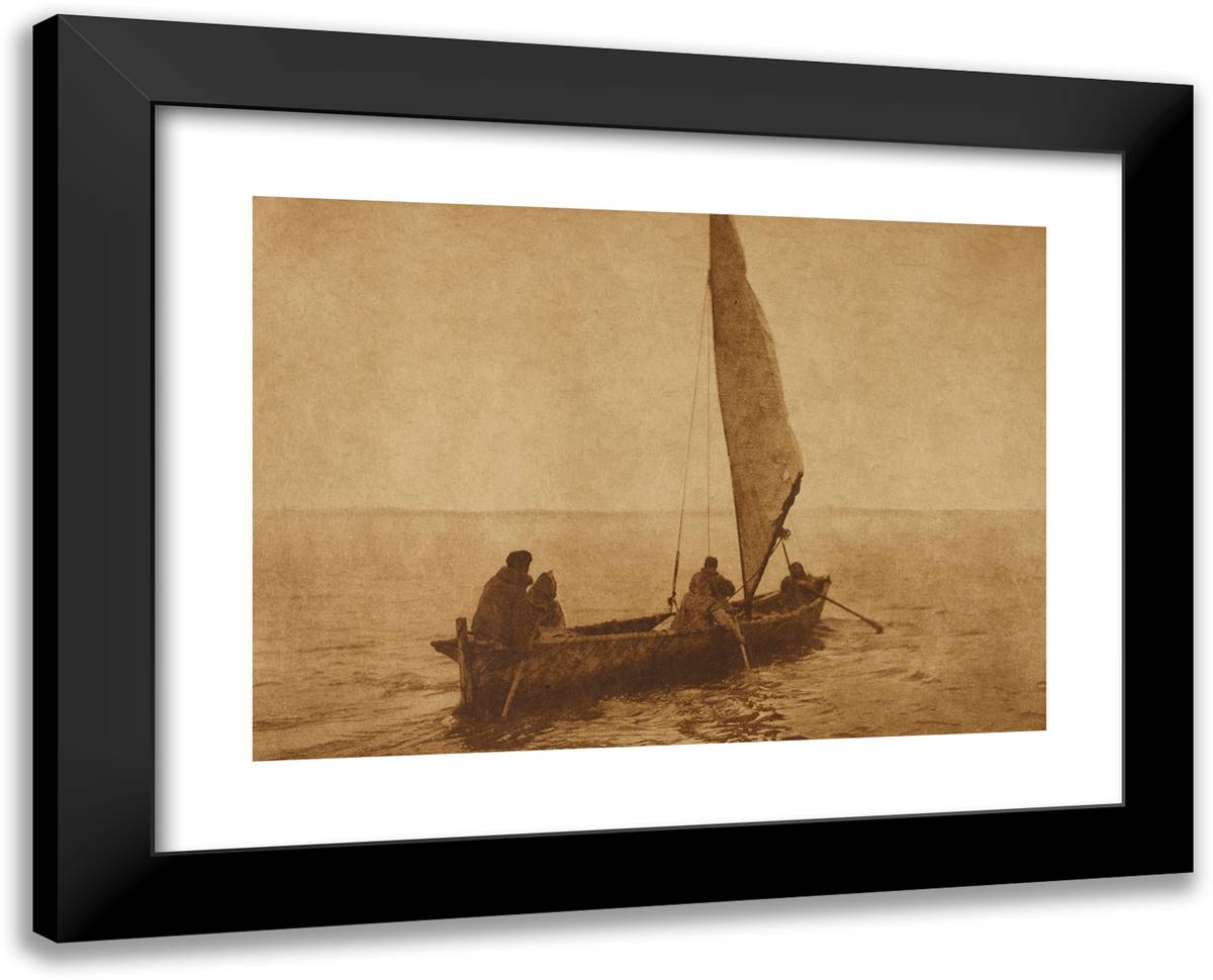 A Foggy Day - Kotzebue 24x19 Black Modern Wood Framed Art Print Poster by Curtis, Edward S.