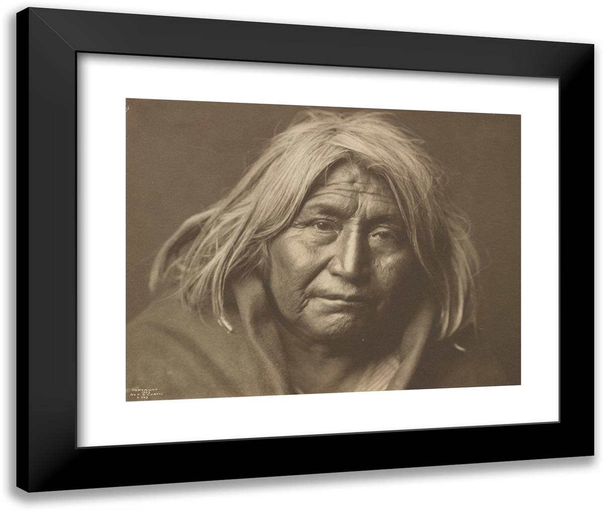 An Apache 24x20 Black Modern Wood Framed Art Print Poster by Curtis, Edward S.