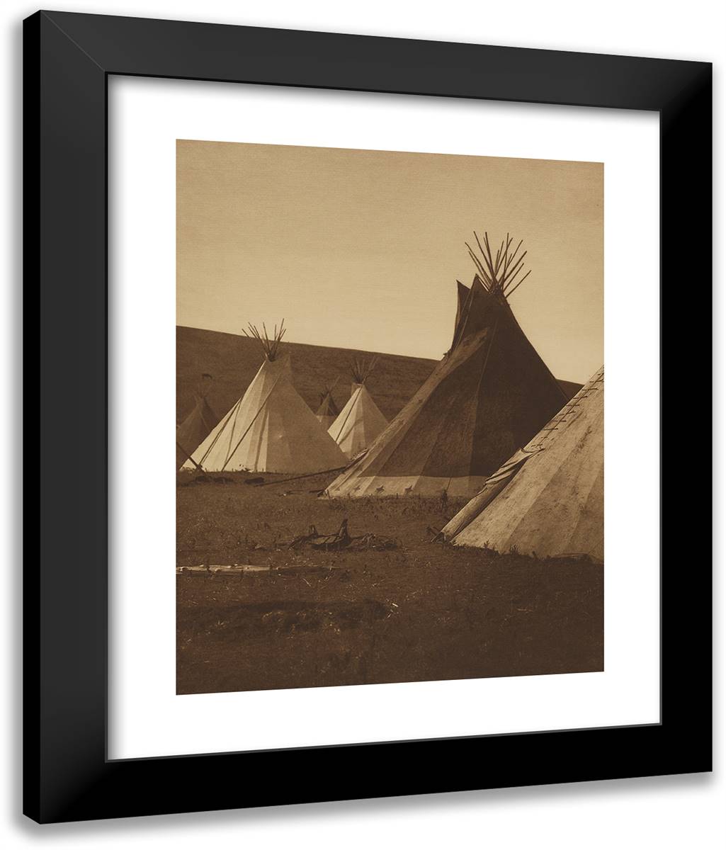 Atsina Camp 20x24 Black Modern Wood Framed Art Print Poster by Curtis, Edward S.