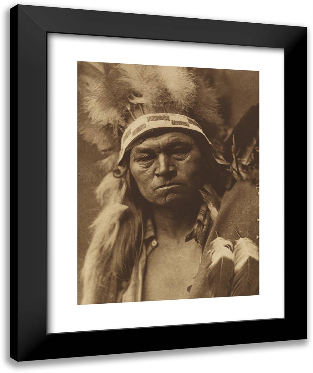 Cayuse Warrior 20x24 Black Modern Wood Framed Art Print Poster by Curtis, Edward S.