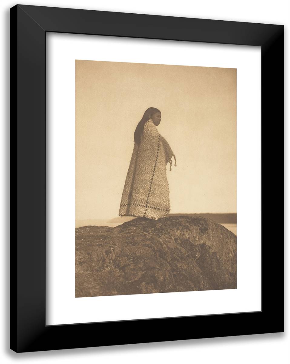 Cowichan Girl 19x24 Black Modern Wood Framed Art Print Poster by Curtis, Edward S.