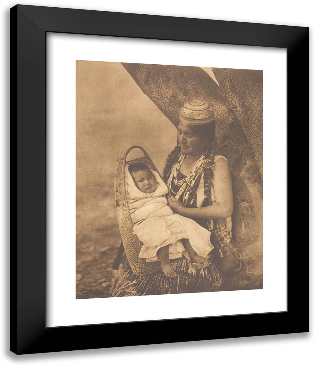 Hupa Mother and Child 20x24 Black Modern Wood Framed Art Print Poster by Curtis, Edward S.
