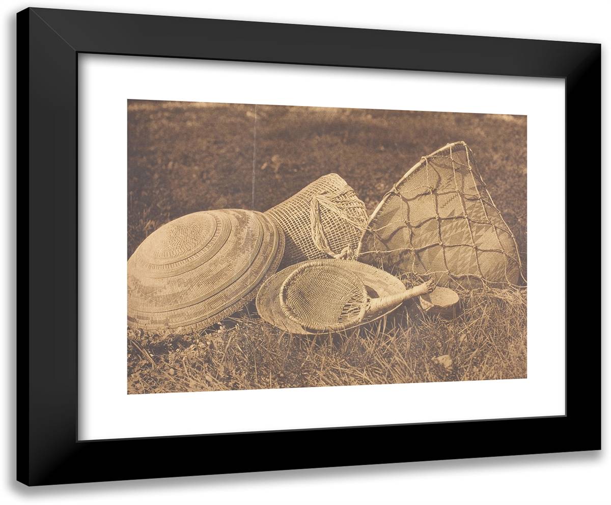 Pomo Seed-Gathering Utensils 24x20 Black Modern Wood Framed Art Print Poster by Curtis, Edward S.