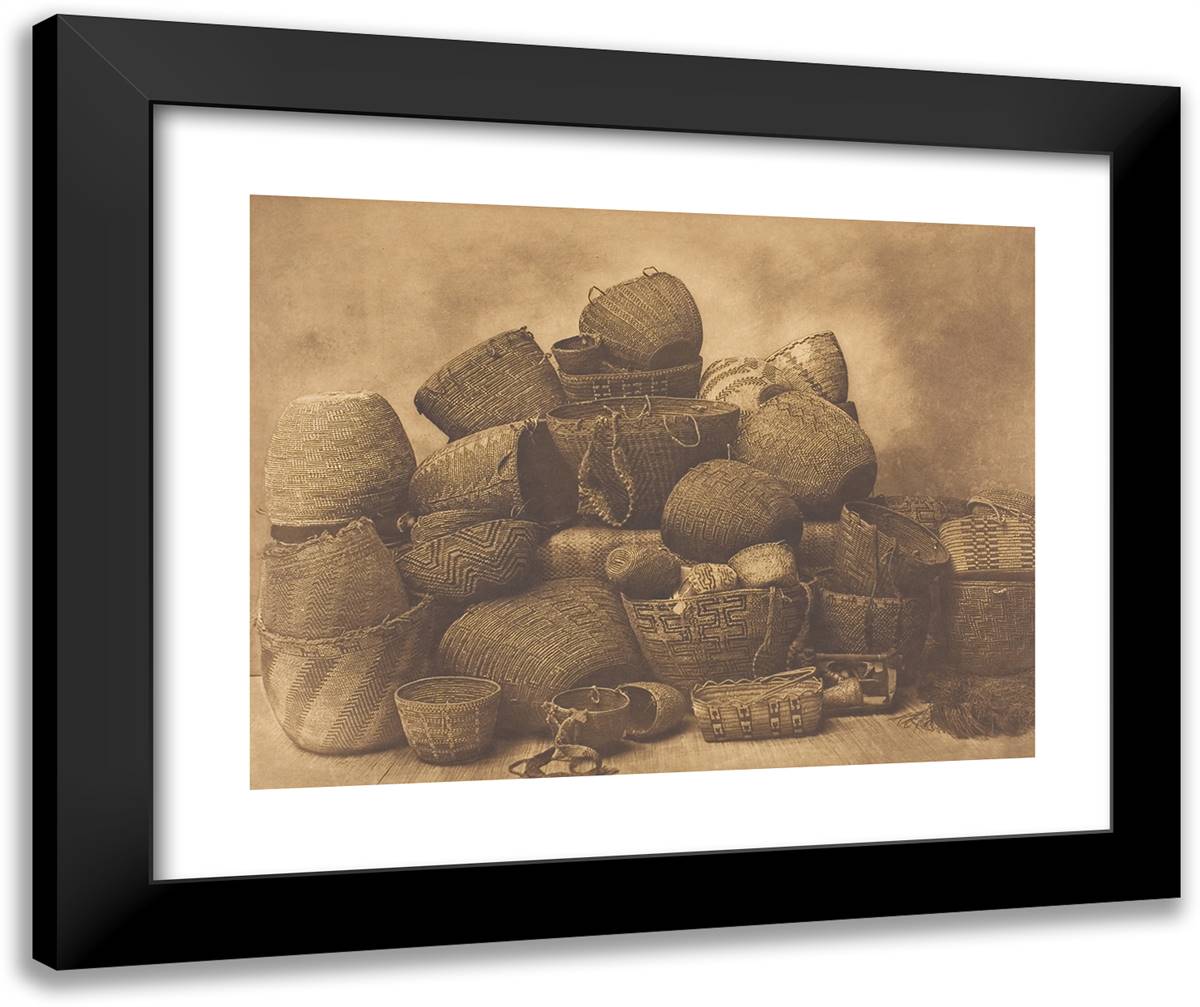 Puget Sound Baskets 24x20 Black Modern Wood Framed Art Print Poster by Curtis, Edward S.