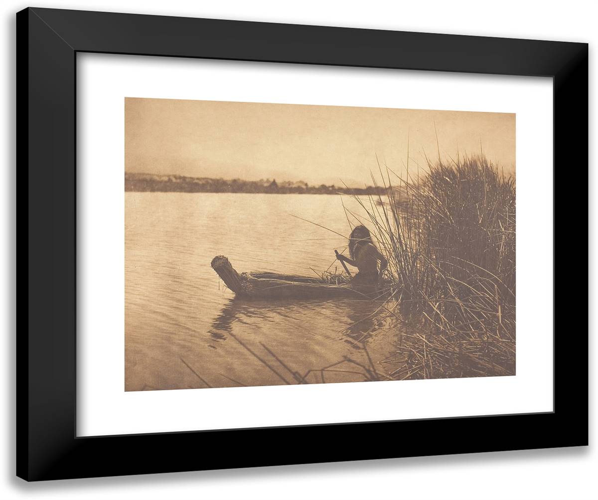 The Hunter-Lake Pomo 24x20 Black Modern Wood Framed Art Print Poster by Curtis, Edward S.