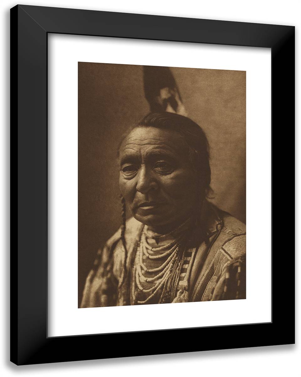 Wet - Apsaroke 19x24 Black Modern Wood Framed Art Print Poster by Curtis, Edward S.