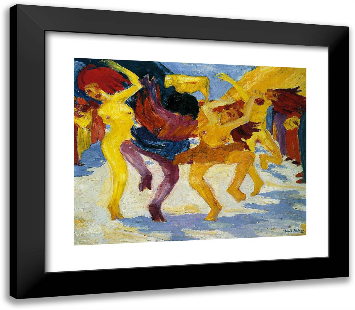 Dance Around the Golden Calf 23x20 Black Modern Wood Framed Art Print Poster by Nolde, Emil
