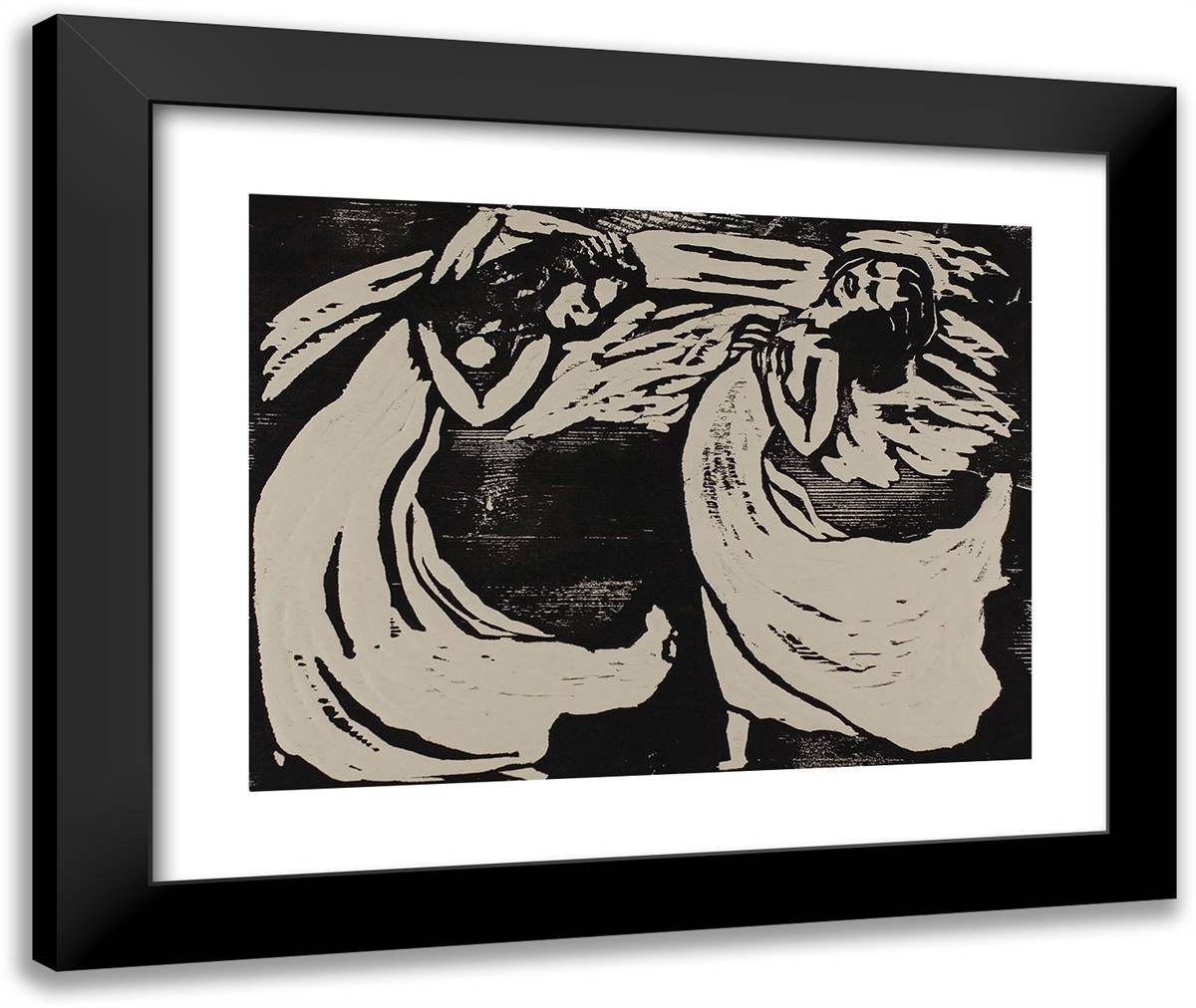 Dancers 24x20 Black Modern Wood Framed Art Print Poster by Nolde, Emil