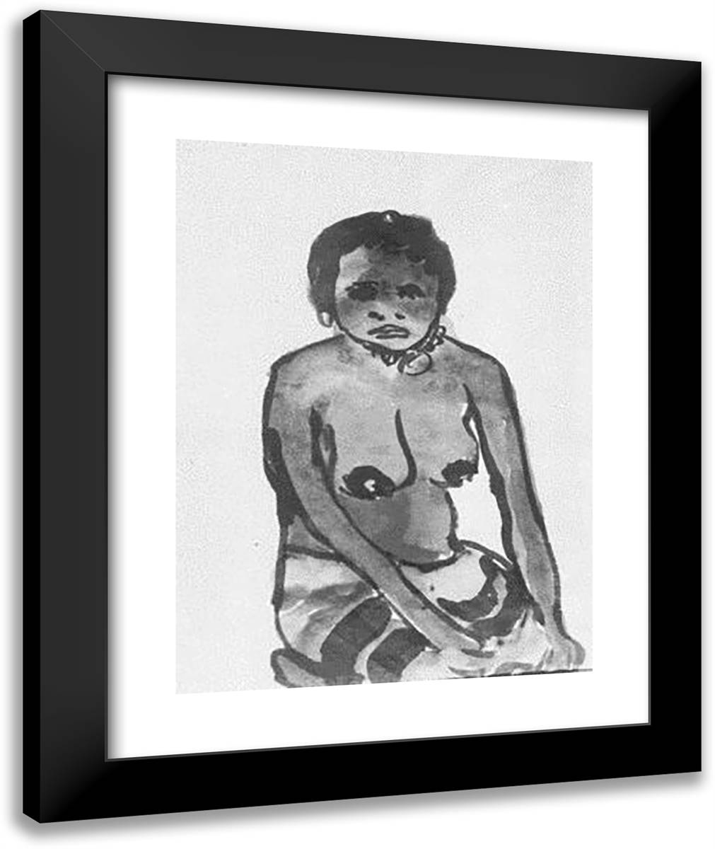 Kneeling Negro Girl 20x24 Black Modern Wood Framed Art Print Poster by Nolde, Emil