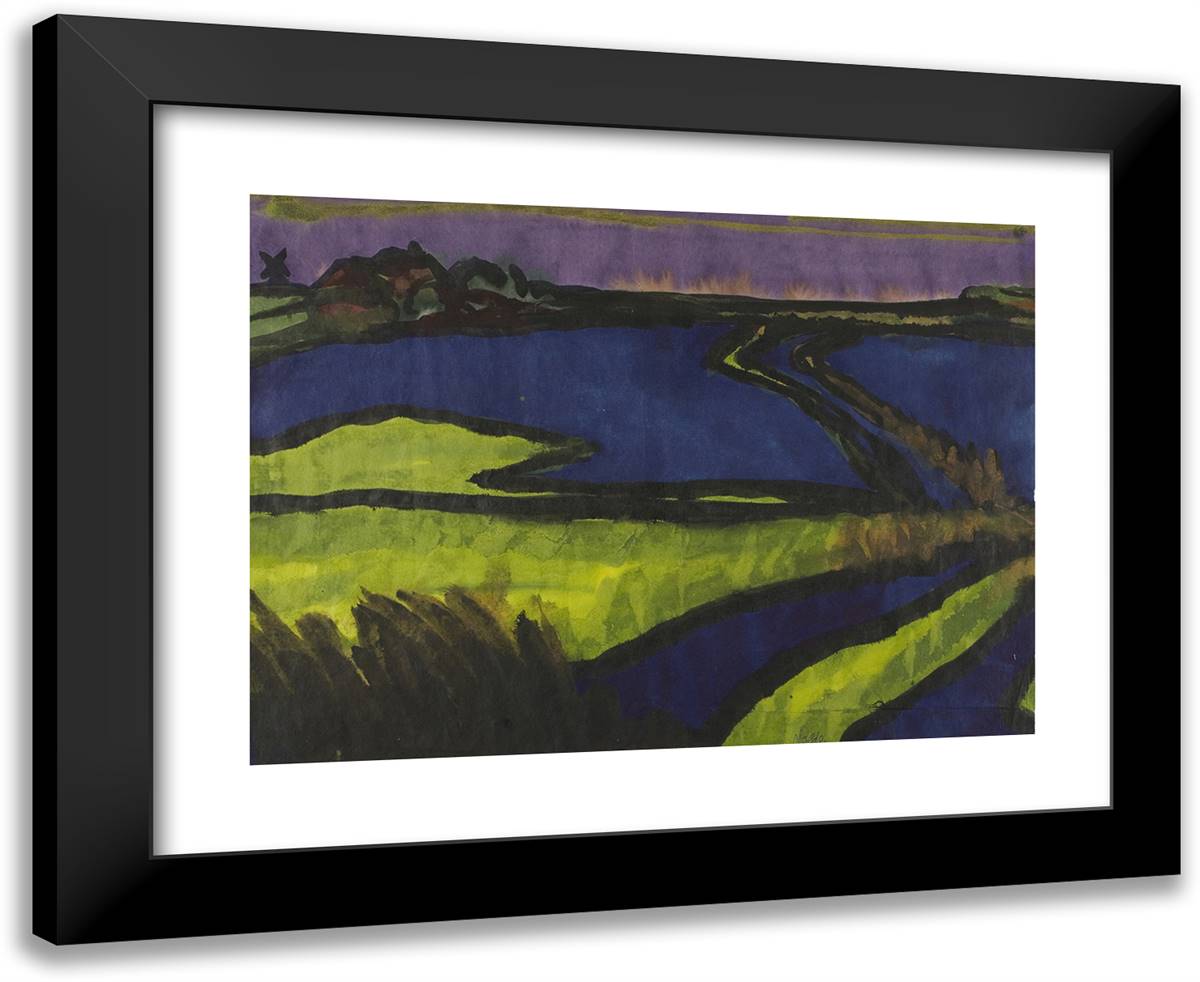 North Sea Landscape 24x20 Black Modern Wood Framed Art Print Poster by Nolde, Emil