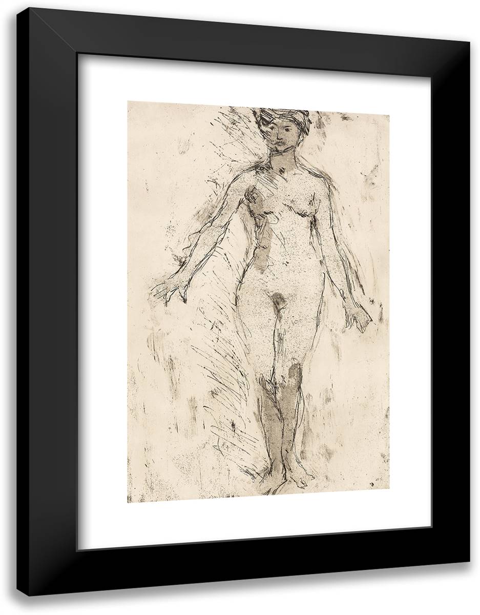 Nude Standing, Front VIew 18x24 Black Modern Wood Framed Art Print Poster by Nolde, Emil