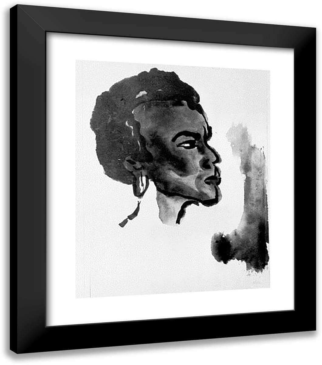 Portrait of South Sea Islander 20x23 Black Modern Wood Framed Art Print Poster by Nolde, Emil
