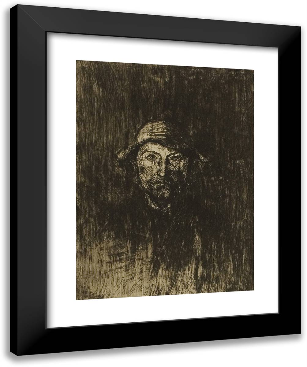 Self-Portrait 20x24 Black Modern Wood Framed Art Print Poster by Nolde, Emil