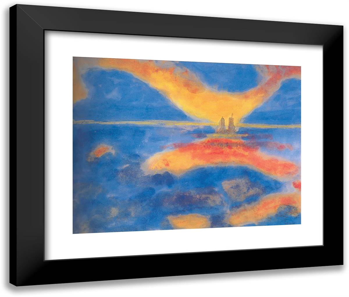 Sunrise at the Sea 24x20 Black Modern Wood Framed Art Print Poster by Nolde, Emil