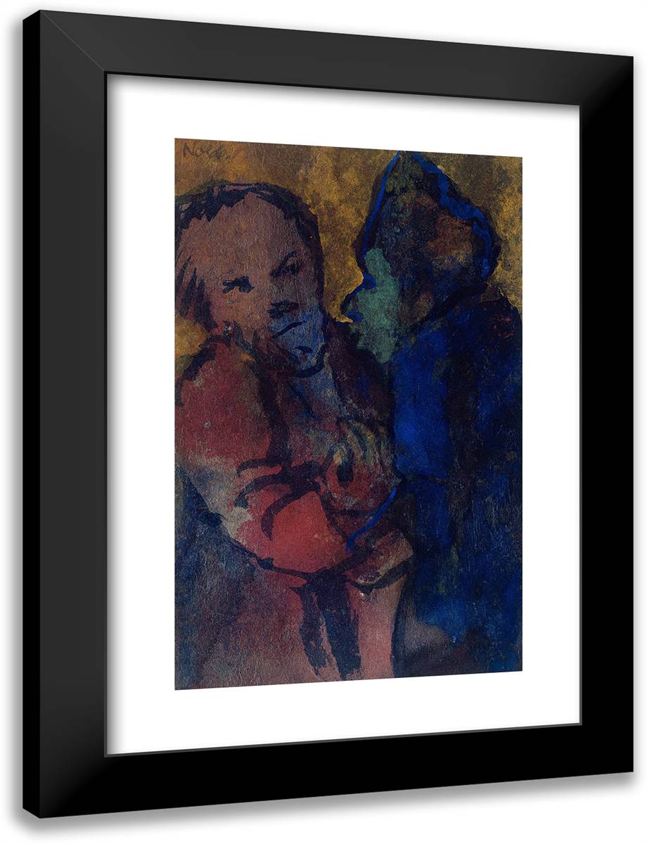 Two Old Men Speaking 18x24 Black Modern Wood Framed Art Print Poster by Nolde, Emil