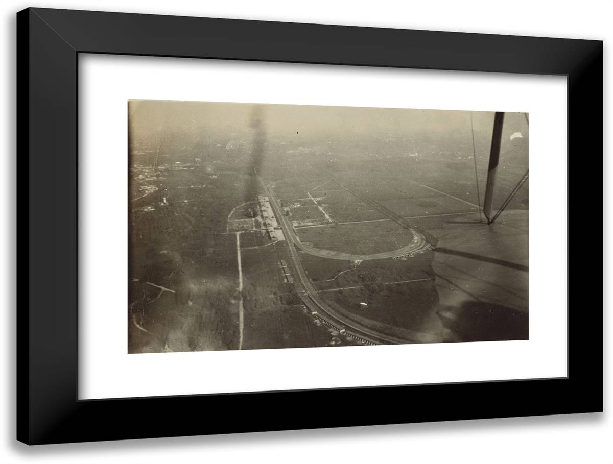 Aerial Shot of Airfield 24x18 Black Modern Wood Framed Art Print Poster by Azari, Fedele