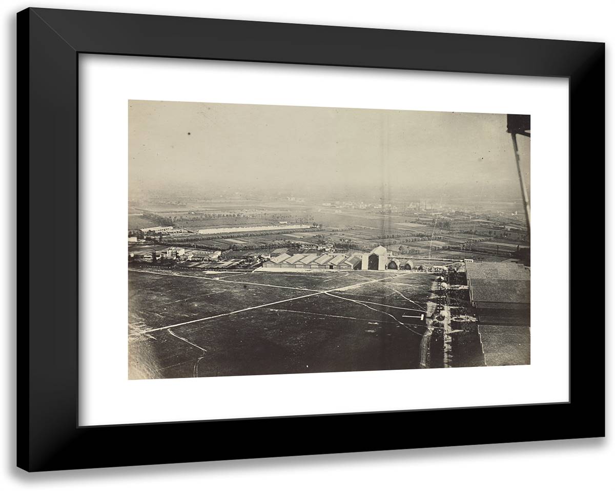 Aerial VIew of Airfield 24x19 Black Modern Wood Framed Art Print Poster by Azari, Fedele