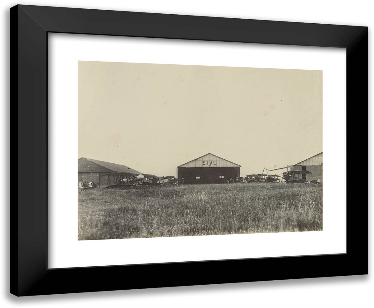 Hanger for Societa' Italiana Aviazione Civile 24x20 Black Modern Wood Framed Art Print Poster by Azari, Fedele