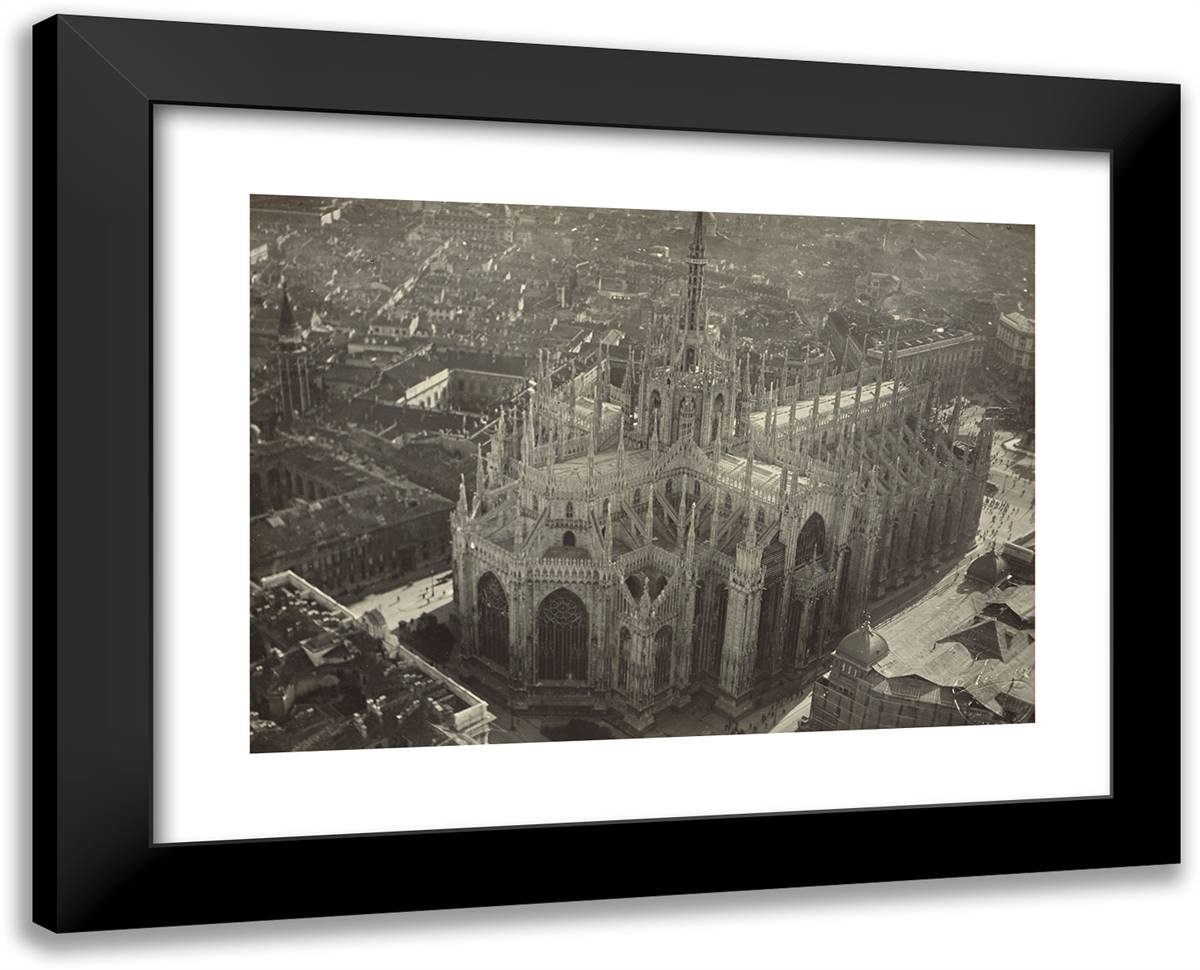 Milan Duomo 24x19 Black Modern Wood Framed Art Print Poster by Azari, Fedele