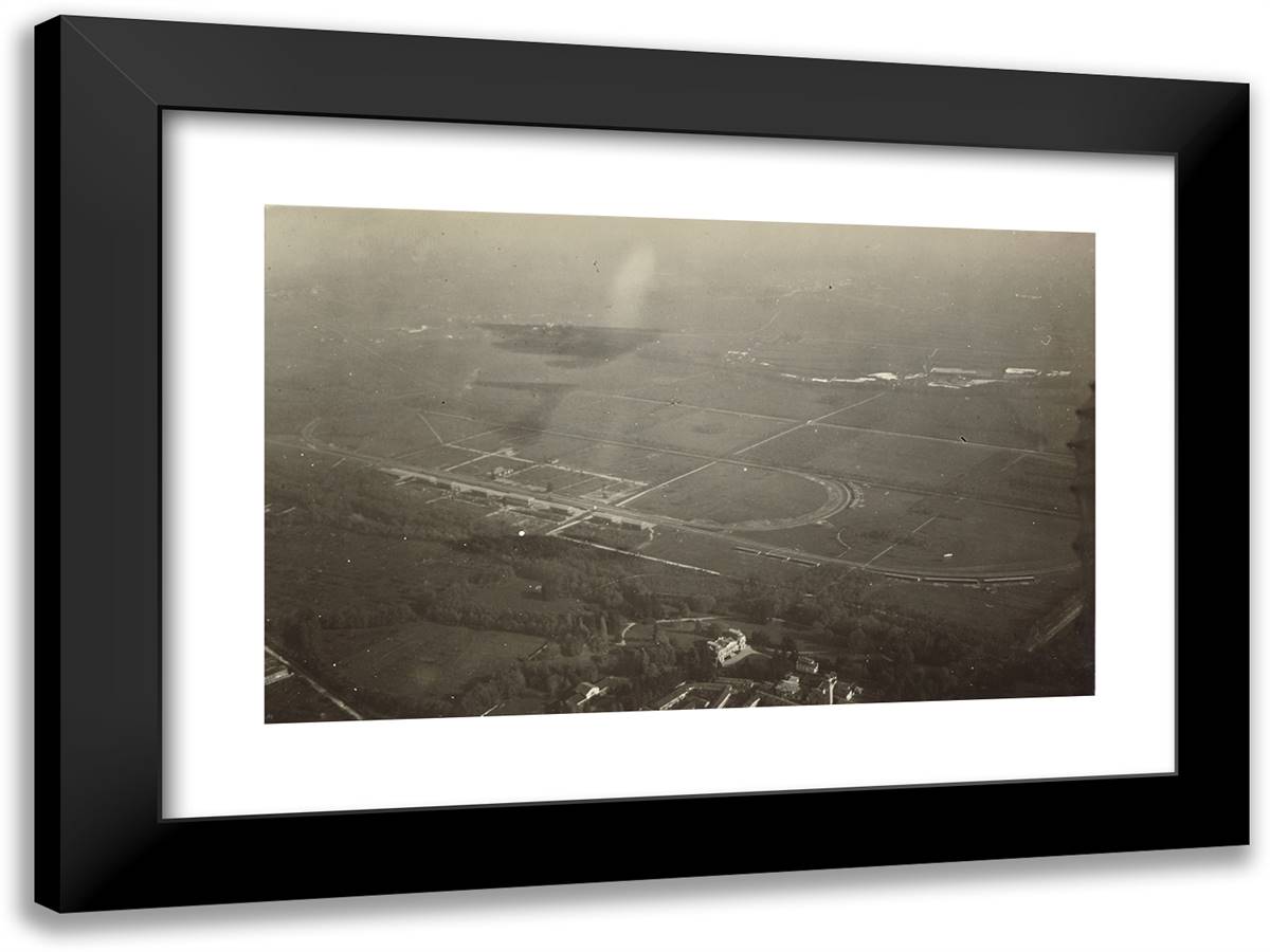 Oval Airfield 24x18 Black Modern Wood Framed Art Print Poster by Azari, Fedele