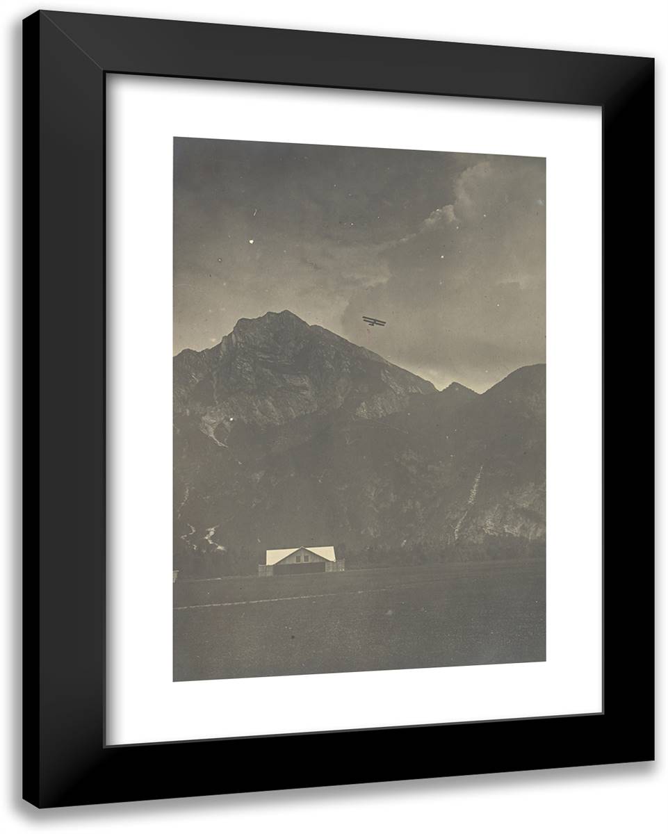 Plane Flying Over Mountains 19x24 Black Modern Wood Framed Art Print Poster by Azari, Fedele