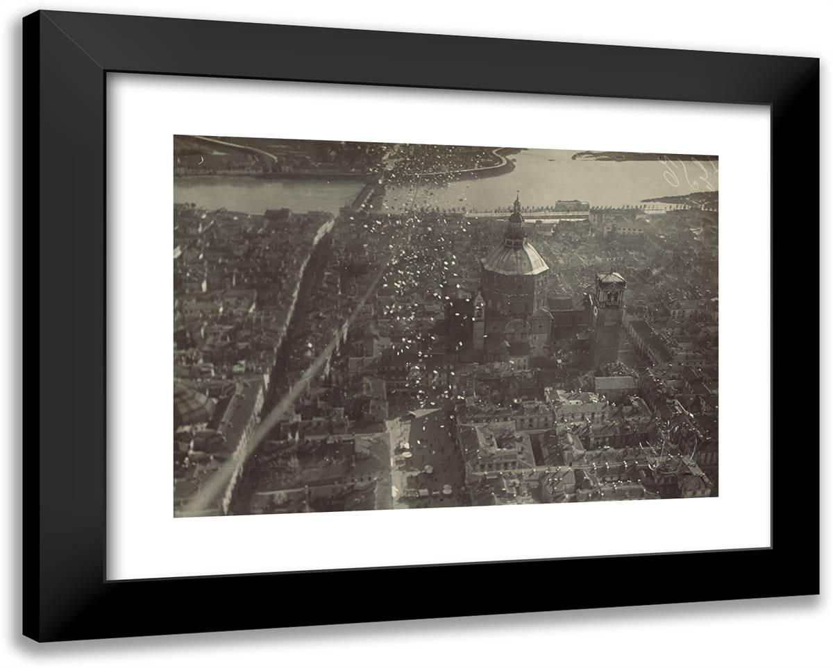 Propaganda Drop in Pavia, Italy 24x19 Black Modern Wood Framed Art Print Poster by Azari, Fedele