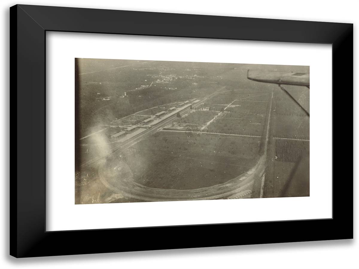 View of Oval Field 24x18 Black Modern Wood Framed Art Print Poster by Azari, Fedele