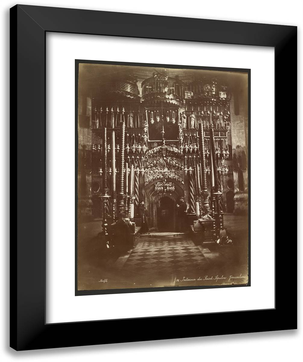Interieur Du Saint-Sepulcre, Jerusalem 20x24 Black Modern Wood Framed Art Print Poster by Bonfils, Felix